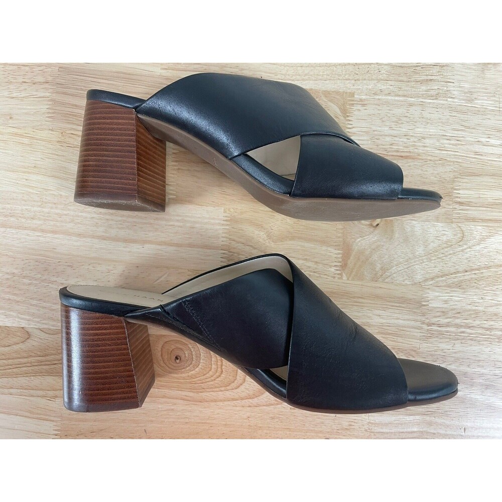 Cole Haan Dakota Criss Cross Black Leather Mule Sandals Slip On Size 8.5B 8 1/2 - Picture 7 of 8